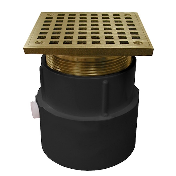 Jones Stephens 4in. PVC Over Pipe Fit Drain Base with 3-1/2in. Metal Spud and 6in. Nickel Bronze Strainer D53098 - main